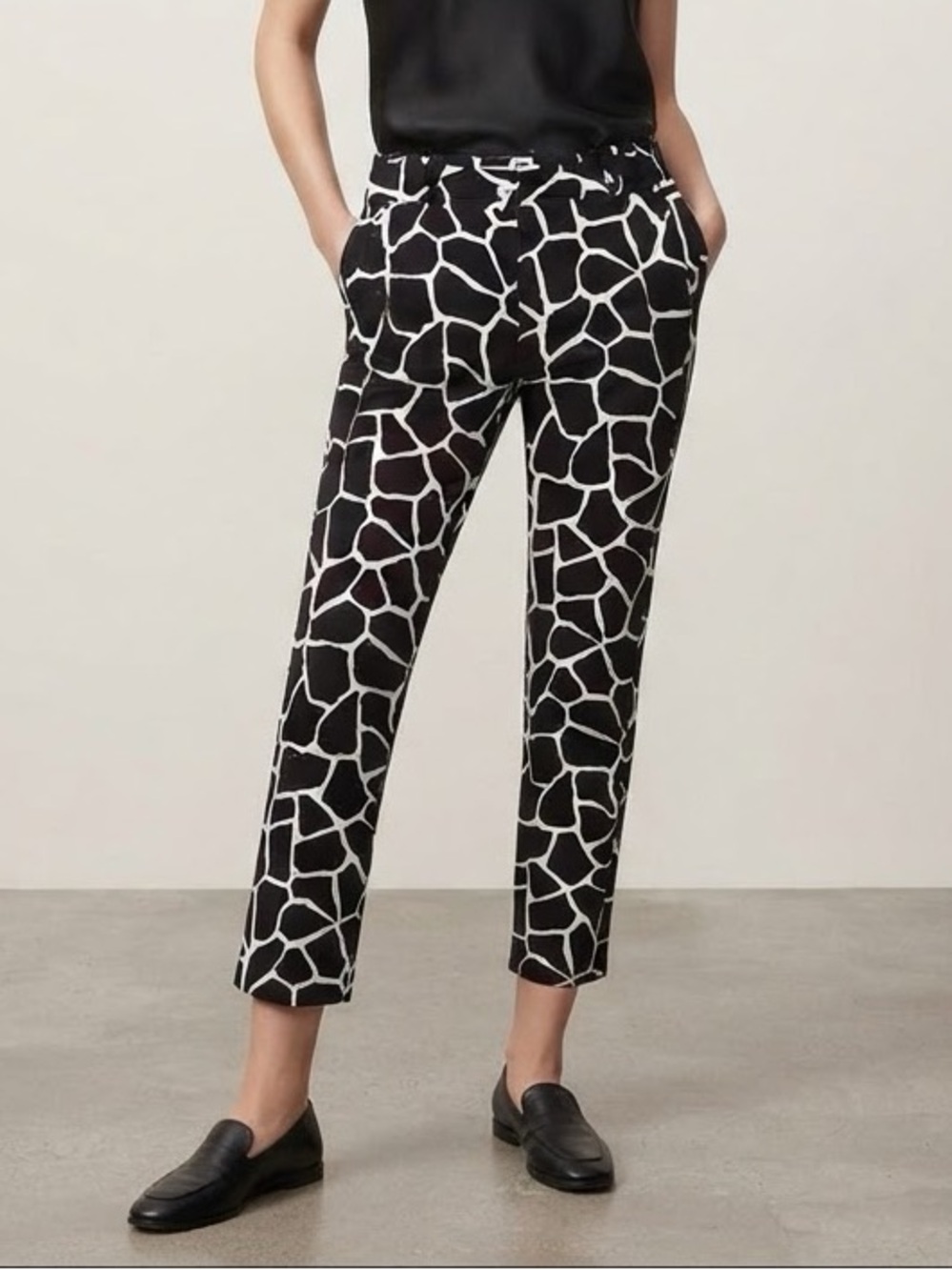 Michael Kors| Chic Black &‎ White Giraffe Print Straight Leg Pants Trousers Sz 6